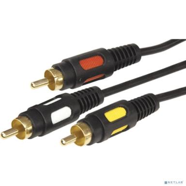 Rexant (17-0215) Шнур 3 RCA - 3 RCA, 5м, черный, Gold