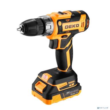 Аккумуляторная дрель-шуруповерт DEKO DKCD20V BMC [080-1002] { в кейсе + набор 63 инструмента для дома, 20В, 2х2.0Ач }