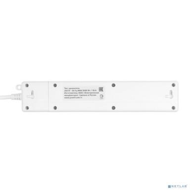 PowerCube Бытовой удлинитель (PC-5-2M) 3р с/з вык.,3USB, 3500 Вт, 16А, 1.9 м, 3*1,0 (белый) {22302}
