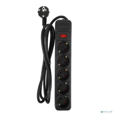 Perfeo сетевой фильтр "REAL POWER", 1,8м, 5 розеток, 16А, 3500 Вт, тройная защита, черный. [PF_E1499]