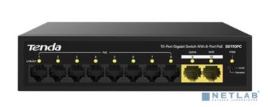 TENDA SG110PC Коммутатор настольный 10-Ports 10/100/1000 Base-TX 8-Ports PoE(PoE бюджет 100W)