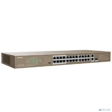 TENDA TEF1126P-24-250W Коммутатор в стойку 24-Ports 10/100 Base-TX + 2-Ports 10/100/1000 Base-T + 1-Port 1000 Base-X SFP 24-Ports PoE(PoE бюджет 230W)