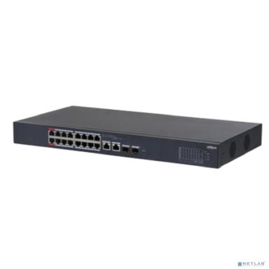 DAHUA DH-CS4218-16ET-190 16-портовый PoE коммутатор L2 с функцией облачного управления, 16xRJ45 100Mb PoE, 2хКомбо SFP/RJ45 1Gb uplink, суммарно 190Вт, коммутация 7.2 Гбит/с, MAC-таблица 8К