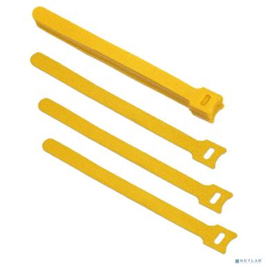 Cabeus CLAMP-180-YL Хомут для кабеля, липучка с мягкой застежкой, 180x14 мм, желтый (10 шт.)