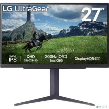 LCD LG 27" 27GS85Q-B UltraGear черный {IPS 2560x1440 200Hz 1ms 400cd 1000:1 178/178 10bit(8bit+FRC) 2xHDMI DisplayPort USB HAS pivot}[27gs85q-b.aruz]
