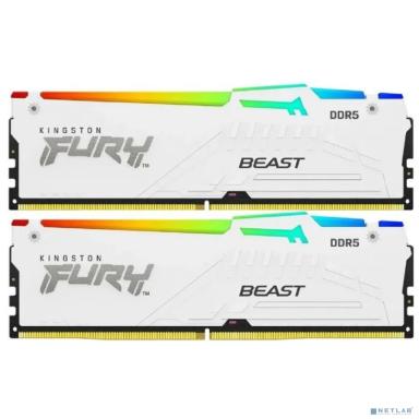 Память оперативная/ Kingston 32GB 5200MT/s DDR5 CL36 DIMM (Kit of 2) FURY Beast White RGB EXPO