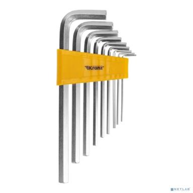 Kranz (KR-12-5213) Набор ключей имбусовых HEX 2,0-12 мм, CrV, 9 шт., удлиненные