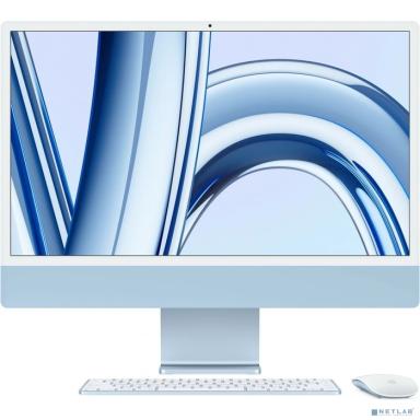 Apple iMac A2874 24" 4.5K M3 8 core (4) 16Gb SSD256Gb 8 core GPU macOS WiFi BT 143W клавиатура мышь Cam синий 4480x2520