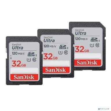SecureDigital 32GB SanDisk Ultra Flash SDHC memory card  3pcs/pack - Black