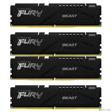 Модуль памяти DDR 5 DIMM 128Gb PC41600, 5200Mhz, Kingston FURY Beast Black XMP CL40 (Kit of 4) (KF552C40BBK4-128) 