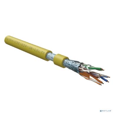 Кабель Hyperline FUTP4-C5E-S24-IN-LSLTX-YL-305 (305м) Кабель витая пара, экранированный F/UTP, общий экран фольга, категория 5e, 4 пары 24 AWG, 4х2х0,51 мм, однопроволочныежилы, нг(А)-LSLTx, внутренни