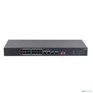 DAHUA DH-S3218-16ET-190 16-портовый неуправляемый коммутатор с РоЕ, 16xRJ45 100Mb, 2 комбо SFP/RJ45 1Gb uplink, суммарно 190Вт