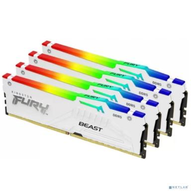 Память оперативная/ Kingston 128GB 5200MT/s DDR5 CL40 DIMM (Kit of 4) FURY Beast White RGB XMP