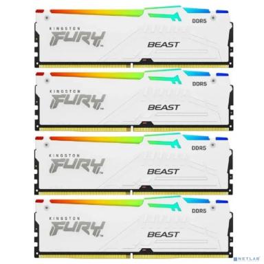 Kingston 64GB 5200MT/s DDR5 CL40 DIMM (Kit of 4) FURY Beast White RGB XMP KF552C40BWAK4-64