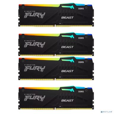 Память DDR5 4x32GB 5600MHz Kingston KF556C40BBAK4-128 Fury Beast Black RGB RTL Gaming PC5-44800 CL40 DIMM 288-pin 1.25В dual rank с радиатором Ret