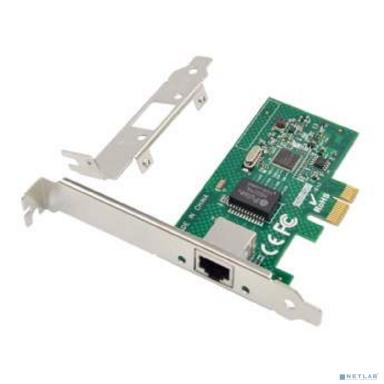 ORIENT XWT-INT210T1PE, Сетевая карта PCI-Ex1 v2.0 1xRJ45 Gigabit Ethernet, Intel I210AT chipset, 1 Гбит/с, 2 планки крепления в комплекте (33300)