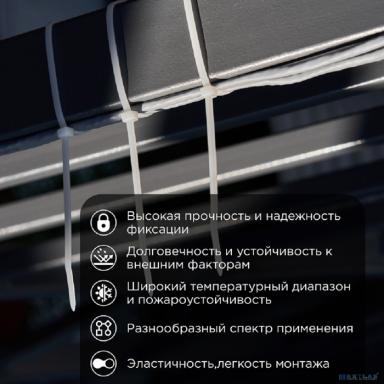 Rexant (67-0250-5) Стяжка нейлоновая Профессиональная 250x4,8мм, белая (100 шт/уп)