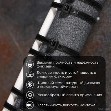 Rexant (67-0251-5) Стяжка нейлоновая Профессиональная 250x4,8мм, черная (100 шт/уп)