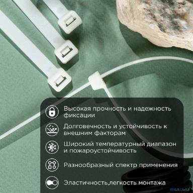 Rexant (67-0302) Стяжка нейлоновая Профессиональная 300x7,6мм, белая (100 шт/уп)