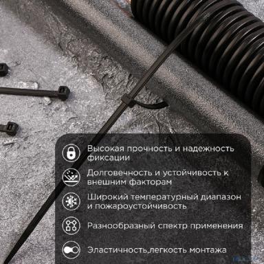 Rexant (67-0401) Стяжка нейлоновая Профессиональная 400x4,8мм, черная (100 шт/уп)