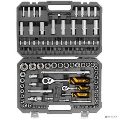 Набор инструментов, 1/2", 1/4", CrV, S2, пластиковый кейс, 109 предметов// Denzel [15814]