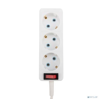 PROconnect (11-7205) Удлинитель 3 гнезда, 1,5м, 3х0,75мм?, с/з, с кнопкой, белый