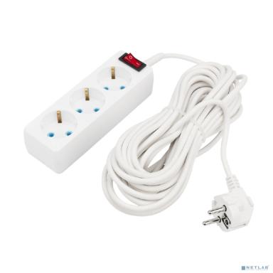 PROconnect (11-7207) Удлинитель 3 гнезда, 10м, 3х0,75мм?, с/з, с кнопкой, белый