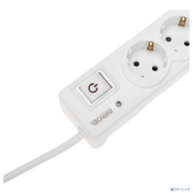 Kranz (13-4701) Фильтр сетевой 5 гнезд, 5м, 3х1,5мм?, с автовыкл, 2 USB, белый