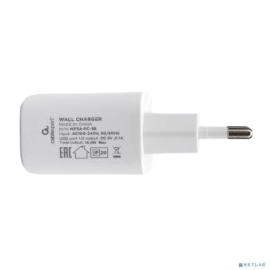 Cablexpert  Зарядное устройство 10.5Вт, 2.1А, 2xUSB, белый, пакет (MP3A-PC-58)