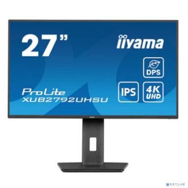 LCD IIYAMA 27" XUB2792UHSU-B6 {IPS 3840x2160 60hz 4ms 1300:1 350cd 178/178 DVI HDMI DisplayPort USB-C HAS Pivot}