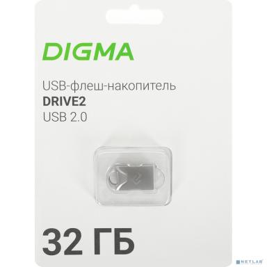 Digma USB Drive 32GB DRIVE2 DGFUM032A20SR USB2.0 серебристый (1880828)