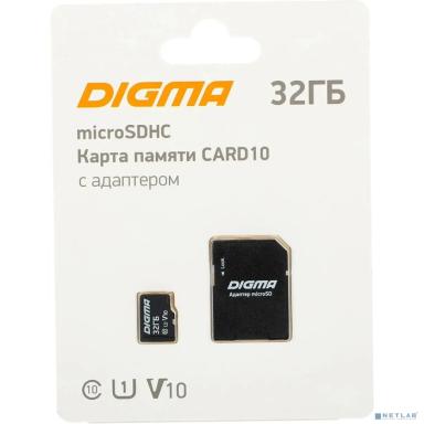 Micro SecureDigital 32GB Digma CARD10 V10 + adapter (DGFCA032A01)(1845091)