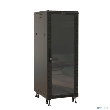 Шкаф коммутационный Hyperline (TTBR-2266-AS-RAL9004) напольный 22U 600x600мм пер.дв.стекл задн.дв.спл.стал.лист 2 бок.пан. 800кг черный 510мм 1166мм IP20 сталь