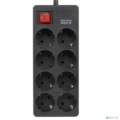 Filum Сетевой фильтр FL-SP8-3.0M-16, 4000 Вт., 8 розеток, шнур 3.0 м., черный {00-01095526}