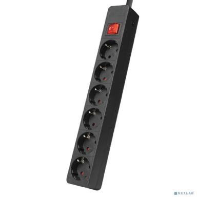 Filum Сетевой фильтр FL-SP6-1.8M-16, 4000 Вт., 6 розеток, защитные шторки, шнур 1.8 м., черный {00-01099764}