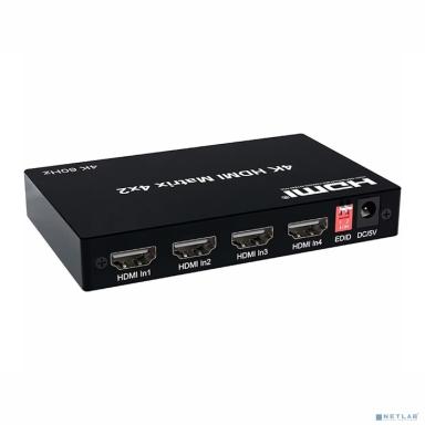 ORIENT HS0402H-2.0, HDMI матричный переключатель 4->2 с аудиовыходами, UHD 4K/60Гц (3840x2160), HDR, HDMI 2.0, HDCP 2.2, EDID управление, аудиовыходы: аналоговый jack 3.5 mm/ цифровой SPDIF, (33329)