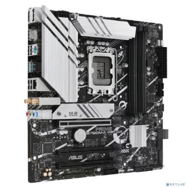 ASUS PRIME B760M-A WIFI D4 (Socket 1700, mATX, 4xDDR4(128GB), DP/2xHDMI 2.1, 3xPCIe 4.0x16, 1xLAN (2.5GbE), Wi-Fi, BT, 4xSATA 6Gb/s, 2xM.2, 2xUSB 3.2, 4xUSB 2.0, 1xPS/2)