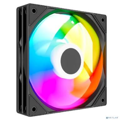 Powercase Вентилятор (M53-12 ARGB) Black 120x120x25mm (PWM, 100шт./кор, 4pin PWM (M+F)+ 3pin ARGB (M+F), 600-1800±10% об/мин) Bulk