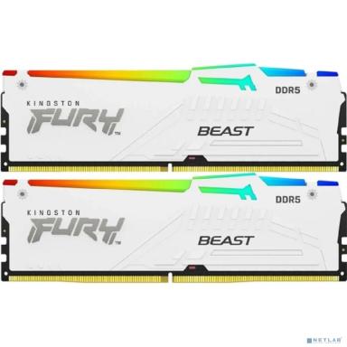 Память оперативная/ Kingston 32GB 6000MT/s DDR5 CL30 DIMM (Kit of 2) FURY Beast White RGB XMP