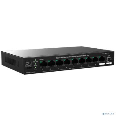 IP-COM G1110PF-8-120W Коммутатор неуправляемый PoE, 10 портов, 9x1 Гбит/с, SFP 1х1 Гбит/с, PoE 8х30 Вт (до 102 Вт), настольный