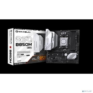 MAXSUN MS-Terminator B850M WIFI (Socket AM5, mATX, 4*DDR5(192Gb), DP/HDMI,  4*SATA3, 2*M.2,  1*PCIEx16/1*PCIEx4/1*PCIEx1, 4*USB2.0, 4*USB 3.0, 1*Type-C, LAN 1*2,5G, Bluetooth,  Wi-Fi 802.11ax, RTL)