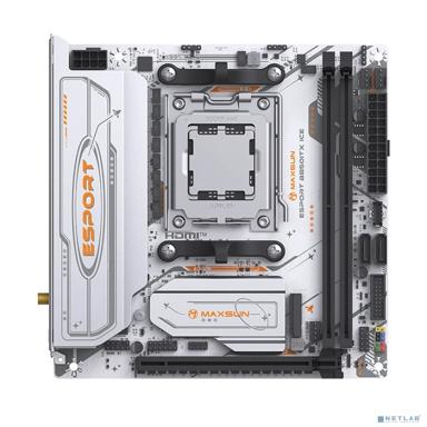 MAXSUN MS-eSport B850ITX WIFI ICE (Socket AM5, mini-ITX, 2*DDR5(96Gb), DP/HDMI,  2*SATA3, 2*M.2,  1*PCIEx16, 4*USB2.0, 2*USB 3.0, 1*Type-C, LAN 1*2,5G, Bluetooth,  Wi-Fi 802.11ax, RTL)