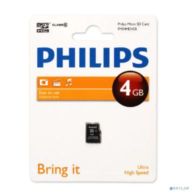 Micro SecureDigital 4GB Philips microSDHC Class 10