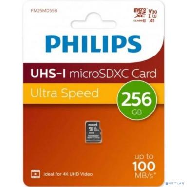 Micro SecureDigital 256GB Philips High Speed  microSDHC Class UHS-I U3, V30, A1, 100MB/s