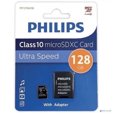 Micro SecureDigital 128GB Philips microSDHC Class 10 (SD адаптер)