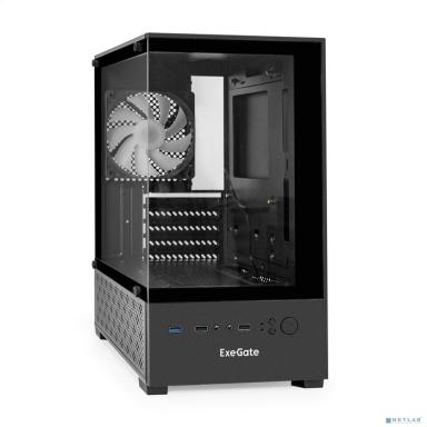 Exegate EX298752RUS Корпус Minitower ExeGate i3 SEA-NPX550 (mATX, БП 550NPX, 2*USB+1*USB3.0, HD аудио, черный, 1 вент. 12см с RGB подсветкой, передняя и боковая панели - закаленное стекло)