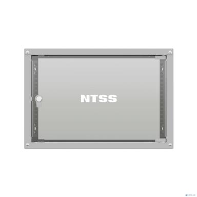 NTSS Шкаф настенный телекоммуникационный NTSS LIME 6U 550х350х370мм, 2 профиля 19, дверь стеклянная, боковые стенки несъемные, разобранный, серый RAL 7035 NTSS-WL6U5535GS