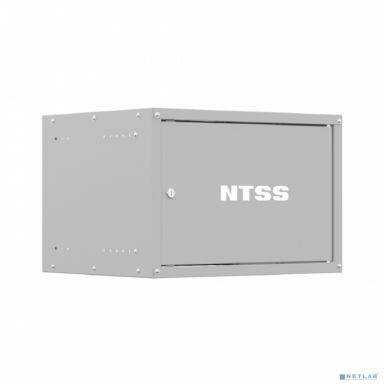 NTSS Шкаф настенный телекоммуникационный NTSS LIME 6U 550х450х370мм, 2 профиля 19, дверь сплошная металл, боковые стенки несъемные, разобранный, серый RAL 7035 NTSS-WL6U5545FD