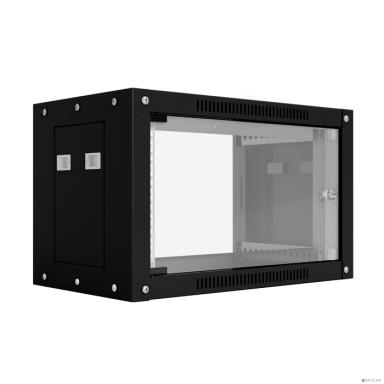 NTSS Шкаф настенный телекоммуникационный NTSS WS 12U 600х600х635мм, 2 профиля 19, дверь стеклянная, боковые стенки съемные, разобранный, черный RAL 9005 NTSS-WSP12U6060GS-BL