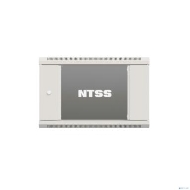 NTSS Шкаф настенный телекоммуникационный NTSS W 6U 600х450х370мм, 2 профиля 19, дверь стеклянная, боковые стенки съемные, задняя стенка, разобранный, серый RAL 7035 NTSS-W6U6045GS
